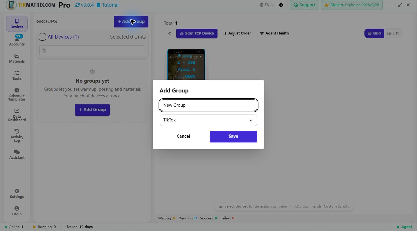 Créer un groupe