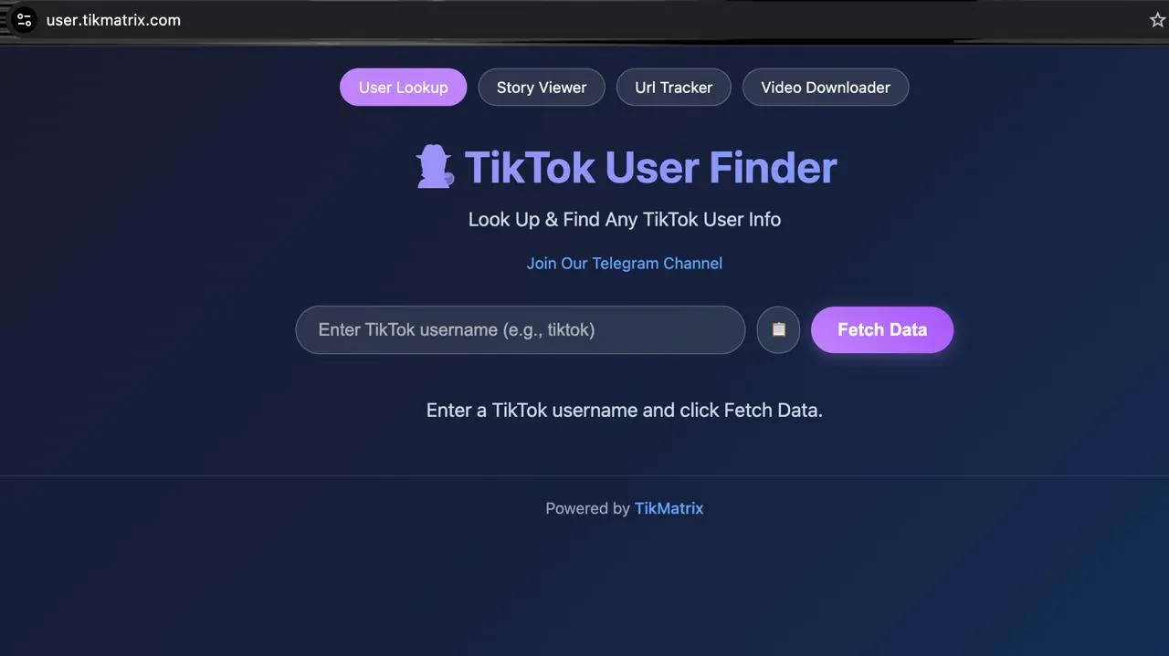 TikMatrix — Pencarian User TikTok